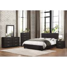 Lorenzi Upholstered Platform Bedroom Set 4 Pc - Black Vinyl